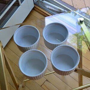 CRATE & BARREL Set of 4 deep white ramekins with ribbing